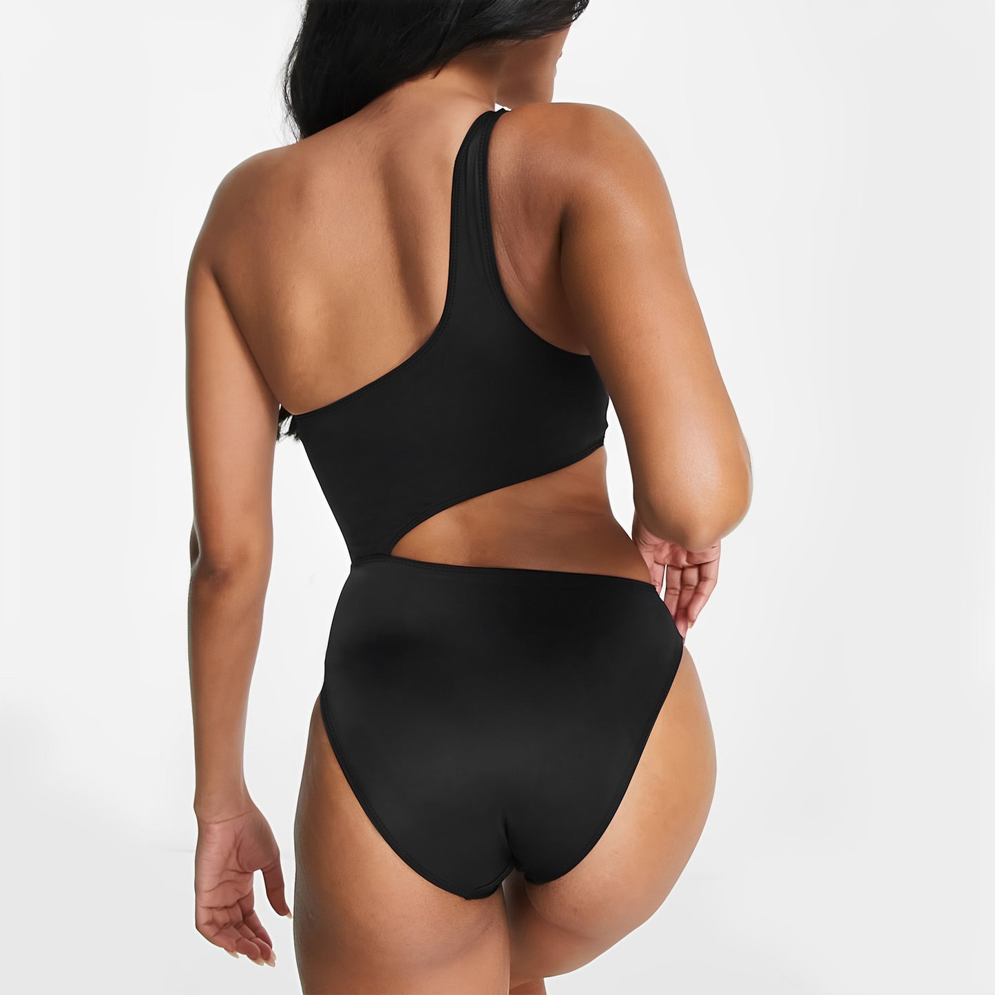 Black and white splicing color hollow out swimsuit sexy woman